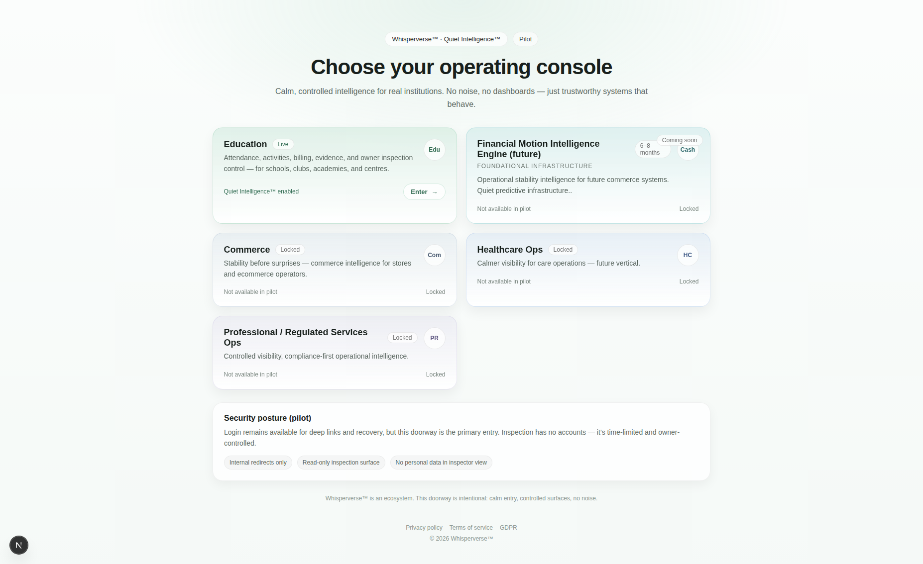 Whisperverse Choose Your Operating Console